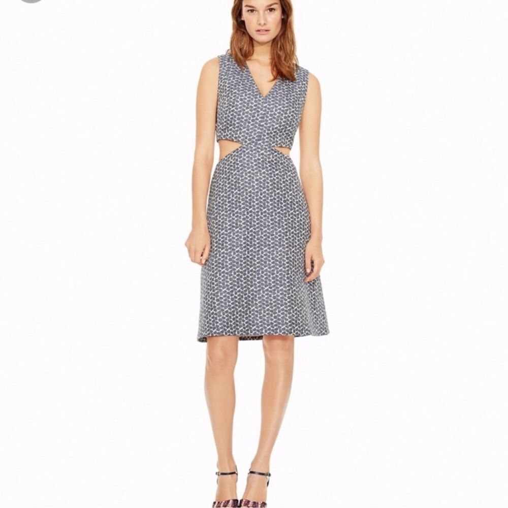 Tory Burch Sateen Jacquard Cut-out Dress Size 4